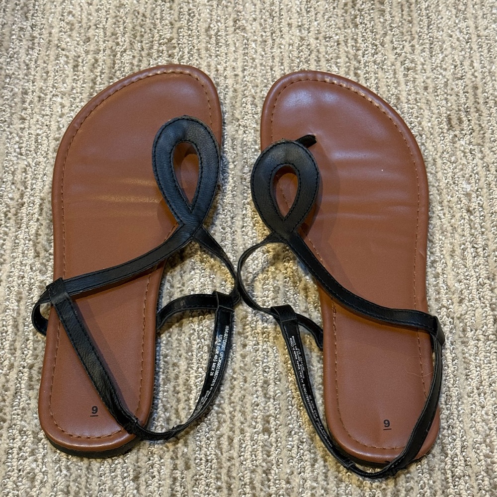 Black Leather Women's Sandals